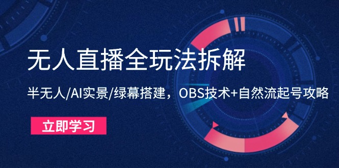 无人直播全玩法拆解:半无人/AI实景/绿幕搭建,OBS技术+自然流起号攻略-创业猫 无人直播全玩法拆解:半无人/AI实景/绿幕搭建,OBS技术+自然流起号攻略