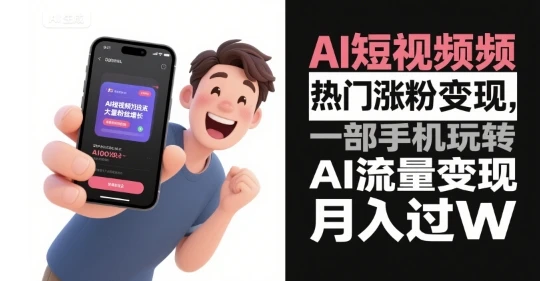 【精】AI短视频热门涨粉变现,一部手机玩转AI流量变现,月入过W-创业猫 【精】AI短视频热门涨粉变现,一部手机玩转AI流量变现,月入过W
