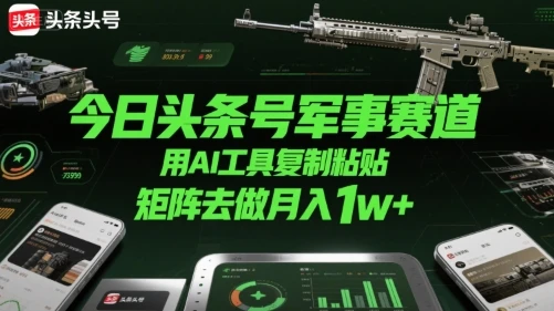 今日头条号军事赛道,用AI工具复制粘贴,矩阵去做月入1w+-创业猫 今日头条号军事赛道,用AI工具复制粘贴,矩阵去做月入1w+