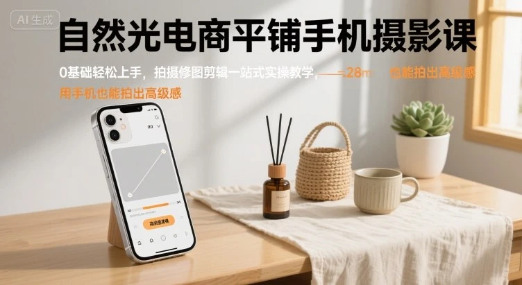 【精】自然光电商平铺手机摄影课,0基础轻松上手,拍摄修图剪辑一站式实操教学,用手机也能拍出高级感-创业猫 【精】自然光电商平铺手机摄影课,0基础轻松上手,拍摄修图剪辑一站式实操教学,用手机也能拍出高级感