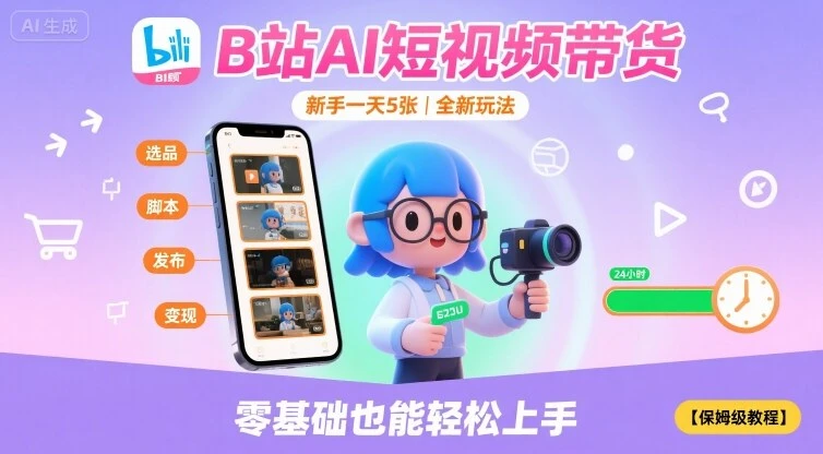 B站AI短视频带货,新手一天5张,全新玩法【保姆级教程】-创业猫 B站AI短视频带货,新手一天5张,全新玩法【保姆级教程】