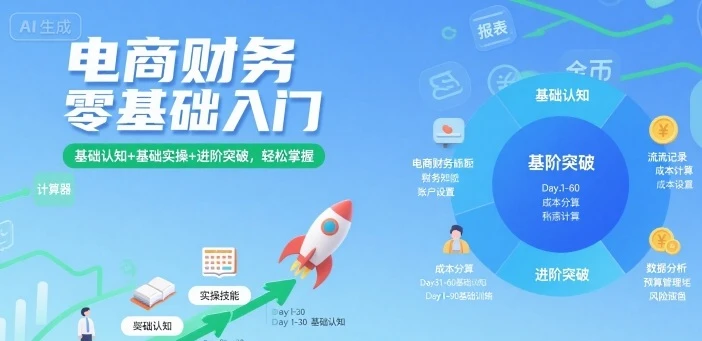 【精】电商财务零基础入门,基础认知+基础实操+进阶突破,轻松掌握-创业猫 【精】电商财务零基础入门,基础认知+基础实操+进阶突破,轻松掌握