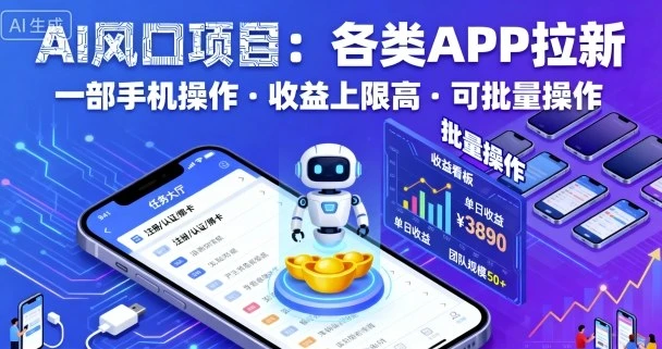 AI风口项目,各类APP拉新,一部手机就可以操作,收益上限高,可批量操作-创业猫 AI风口项目,各类APP拉新,一部手机就可以操作,收益上限高,可批量操作