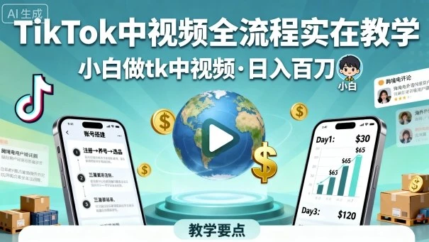 TikTok中视频全流程实操教学,小白做tk中视频,日入百刀-创业猫 TikTok中视频全流程实操教学,小白做tk中视频,日入百刀