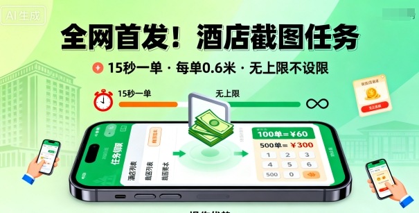 全网首发!酒店截图任务,15秒一单,每单0.6米,任务无上限不设限,矩阵操作单日3张到手【揭秘】-创业猫 全网首发!酒店截图任务,15秒一单,每单0.6米,任务无上限不设限,矩阵操作单日3张到手【揭秘】