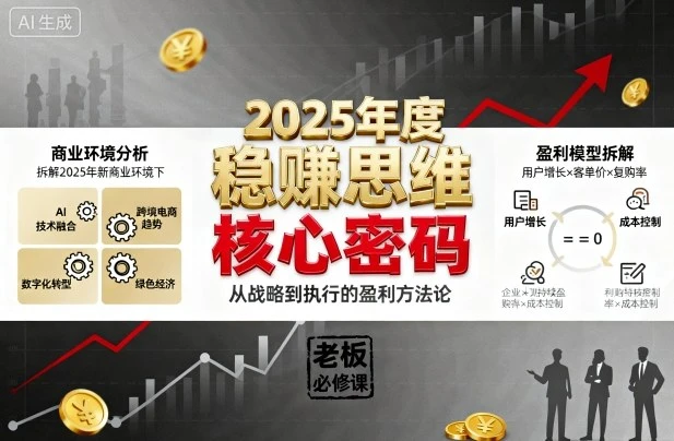 【精】2025年度稳賺思维老板创业营,拆解2025年新商业环境下,企业实现持续盈利的核心密码-创业猫 【精】2025年度稳賺思维老板创业营,拆解2025年新商业环境下,企业实现持续盈利的核心密码