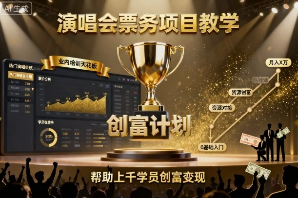 演唱会票务项目教学,业内培训天花板,帮助上千学员创富变现(更新)-创业猫 演唱会票务项目教学,业内培训天花板,帮助上千学员创富变现(更新)