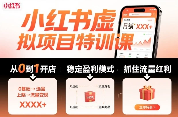 【精】小红书虚拟项目特训课,帮你从0到1打造稳定盈利的店铺,抓住流量红利(更新9月)-创业猫 【精】小红书虚拟项目特训课,帮你从0到1打造稳定盈利的店铺,抓住流量红利(更新9月)