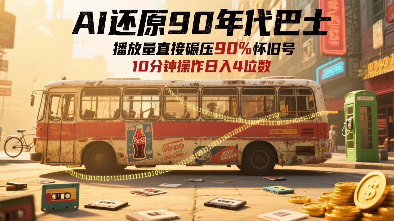 怀旧赛道新玩法,AI还原90年代巴士,播放量碾压90%怀旧号,单日变现1000+-创业猫 怀旧赛道新玩法,AI还原90年代巴士,播放量碾压90%怀旧号,单日变现1000+