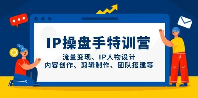 IP流量操盘手线上训练营，流量变现、IP人物设计、内容创作、剪辑、团队搭建等(更新)