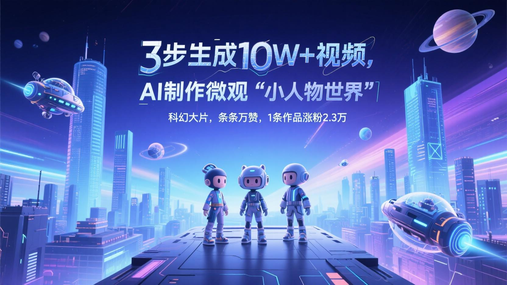 3步生成10W+视频，AI制作微观“小人物世界”科幻大片，条条万赞，1条作品涨粉2.3万