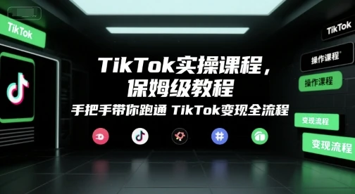 【精】TikTok实操课程，保姆级教程，手把手带你跑通TikTok变现全流程