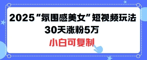 不露脸也能火！2025“氛围感美女”短视频玩法，30天涨粉5W小白可复制