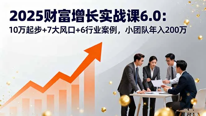 【精】2025财富增长实战课6.0：10万起步+7大风口+6行业案例，小团队年入200万