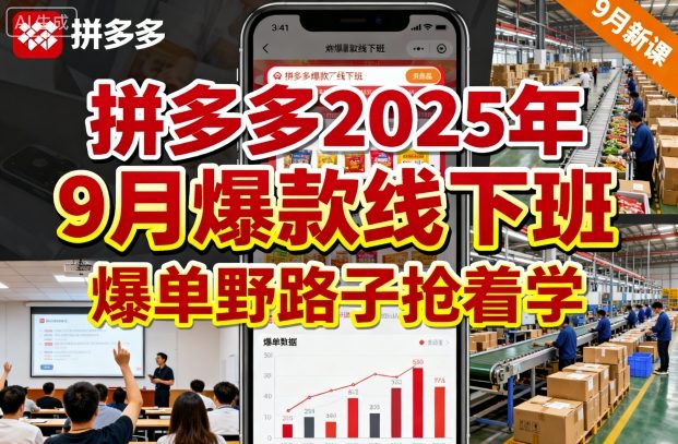 【精】拼多多2025年9月爆款线下班，爆单野路子抢着学