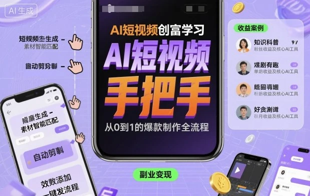 【精】AI短视频创富学习，手把手教会你制作AI短视频