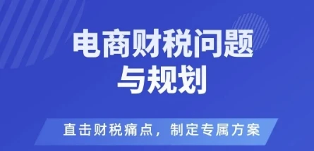 【精】电商企业财税风险与规避，直击财税痛点，制定专属方案