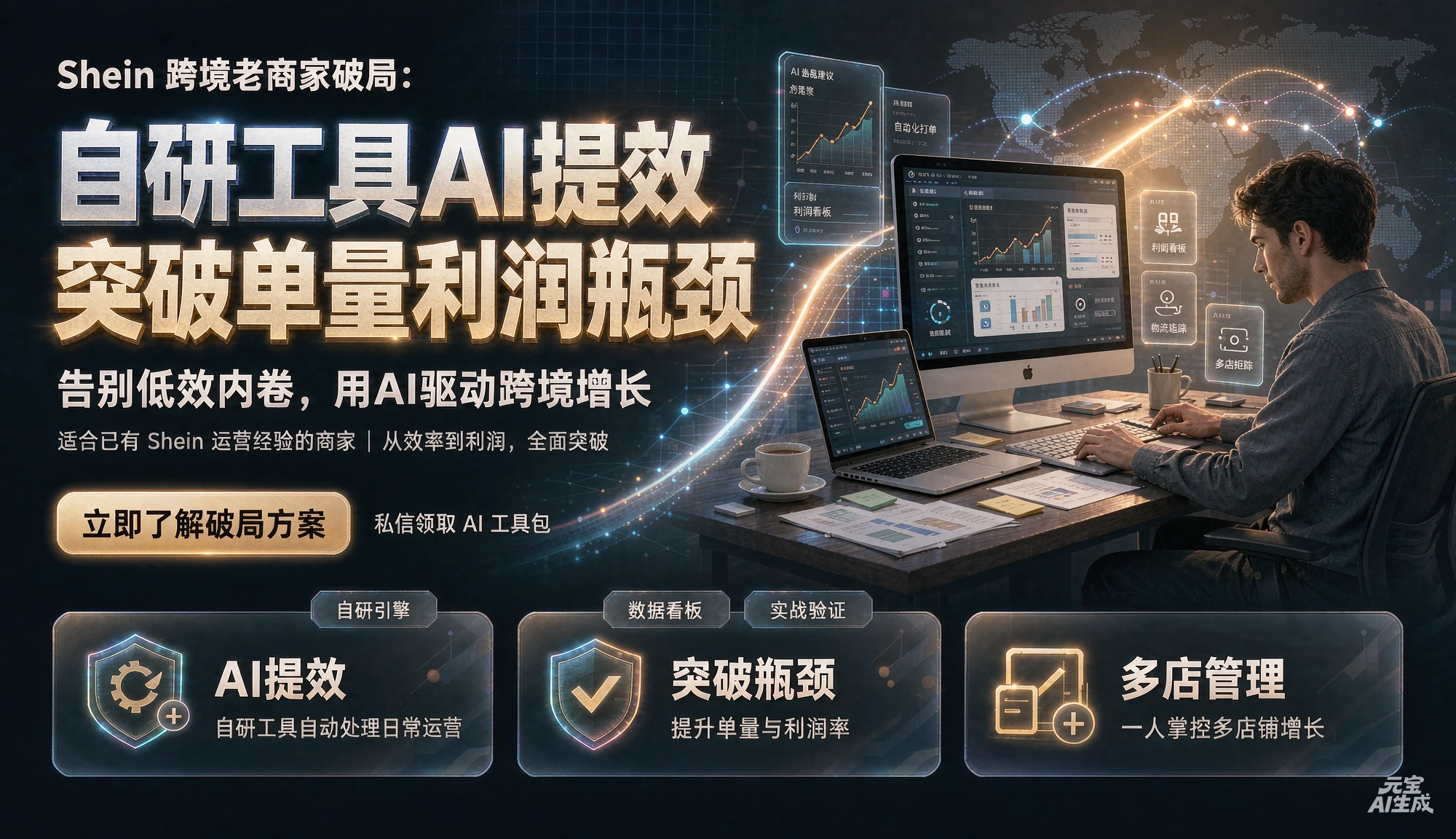 【精】Shein跨境老商家破局:自研工具AI提效·突破单量利润瓶颈·一人管多店