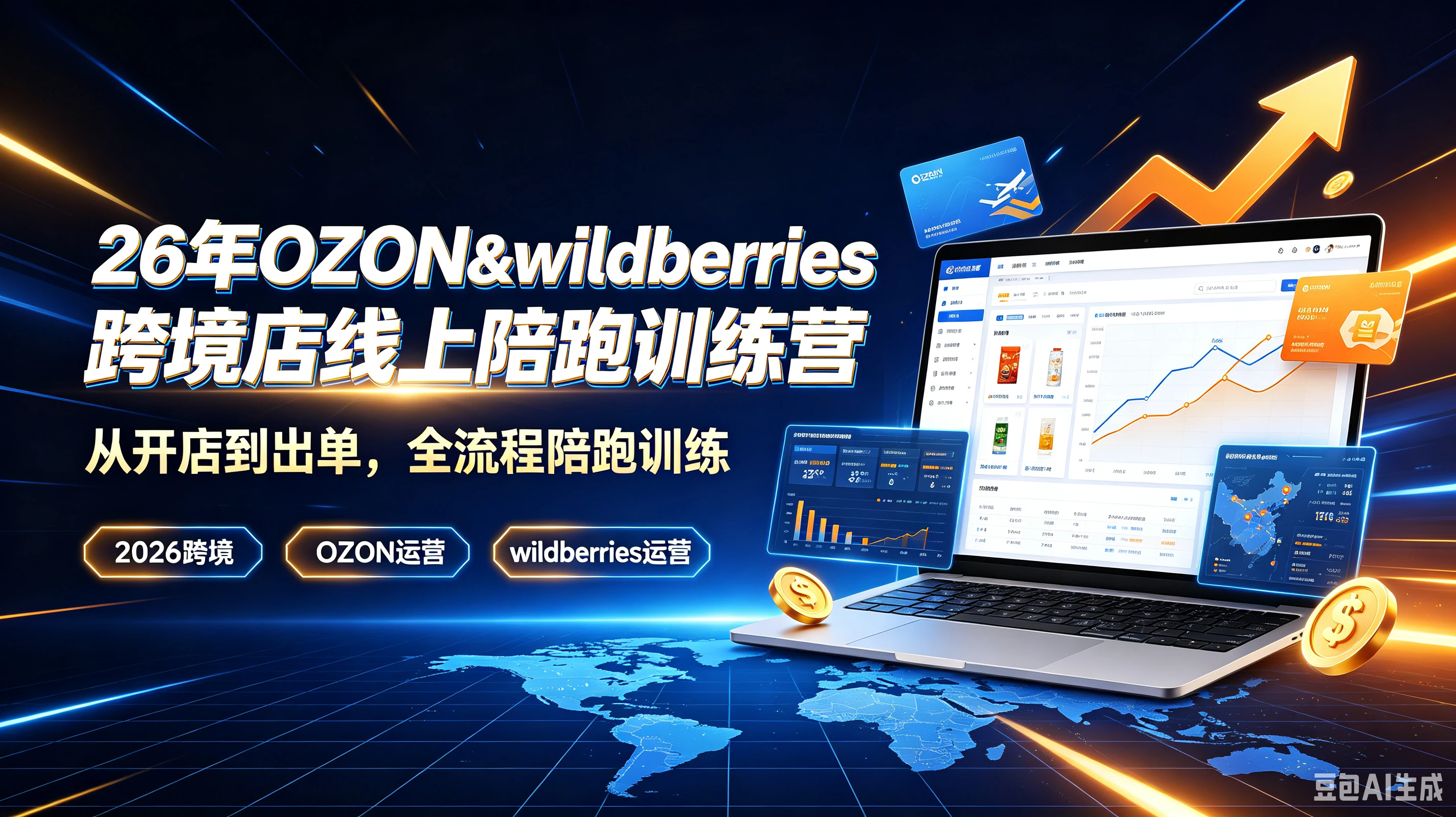 【精】26年OZON&wildberries跨境店线上陪跑训练营,从开店到出单,全流程陪跑训练,2026跨境、OZON运营、wildberries运营