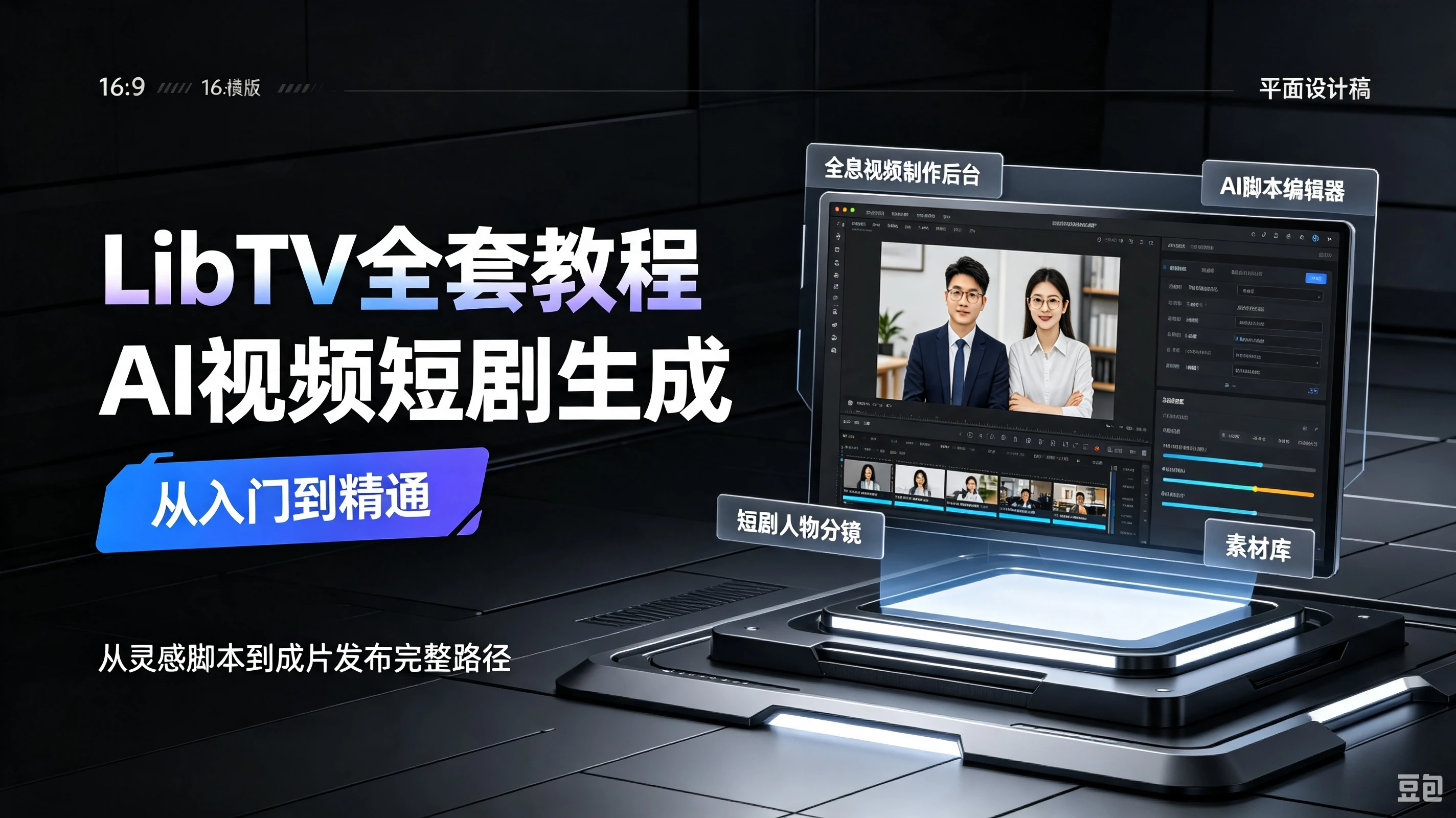 【精】LibTV全套教程,AI视频短剧生成,从入门到精通,从灵感脚本到成片发布完整路径