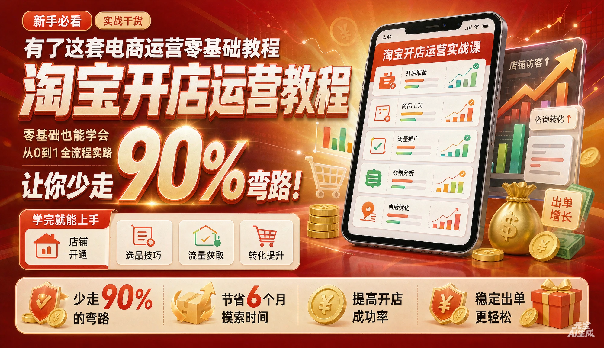 【精】淘宝开店运营教程,有了这套电商运营零基础教程,让你少走90%的弯路!