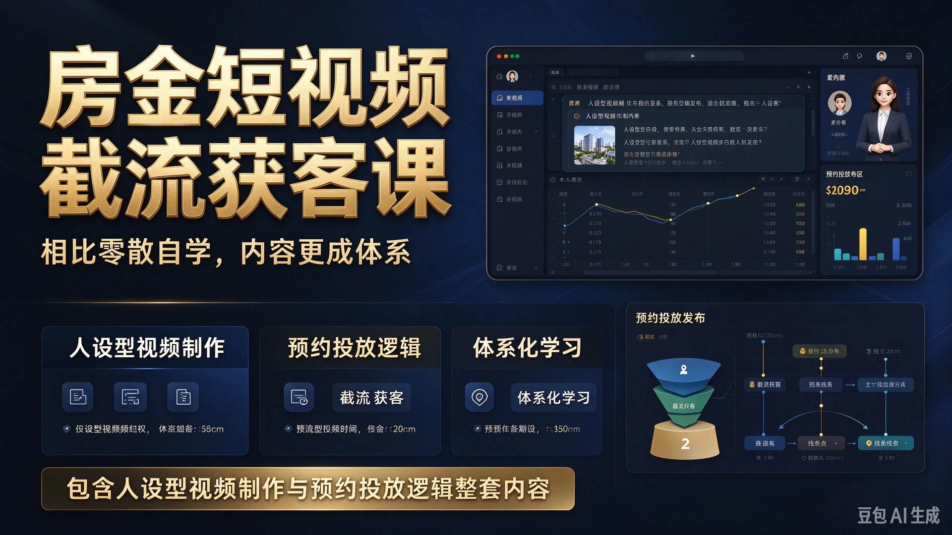 【精】房金短视频截流获客相比零散自学内容更成体系,包含人设型视频制作与预约投放逻辑整套内容