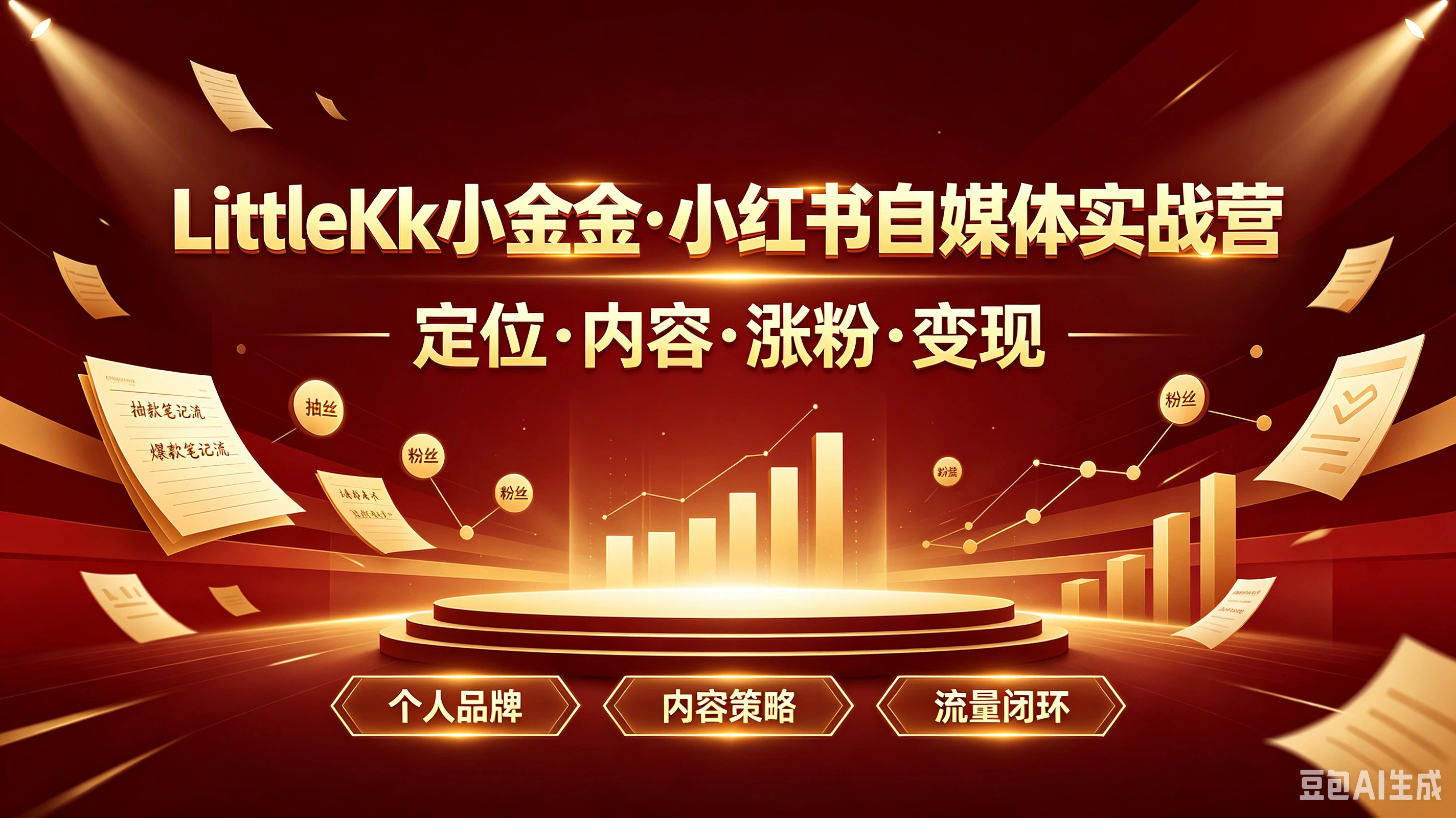 【精】LittleKk小金金·小红书自媒体实战营一定位·内容·涨粉·变现,个人品牌、内容策略、流量闭环