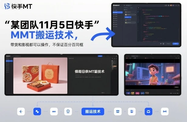 某团队11月5日快手MT搬运技术，带货和影视都可以操作，不保证百分百同框，自测