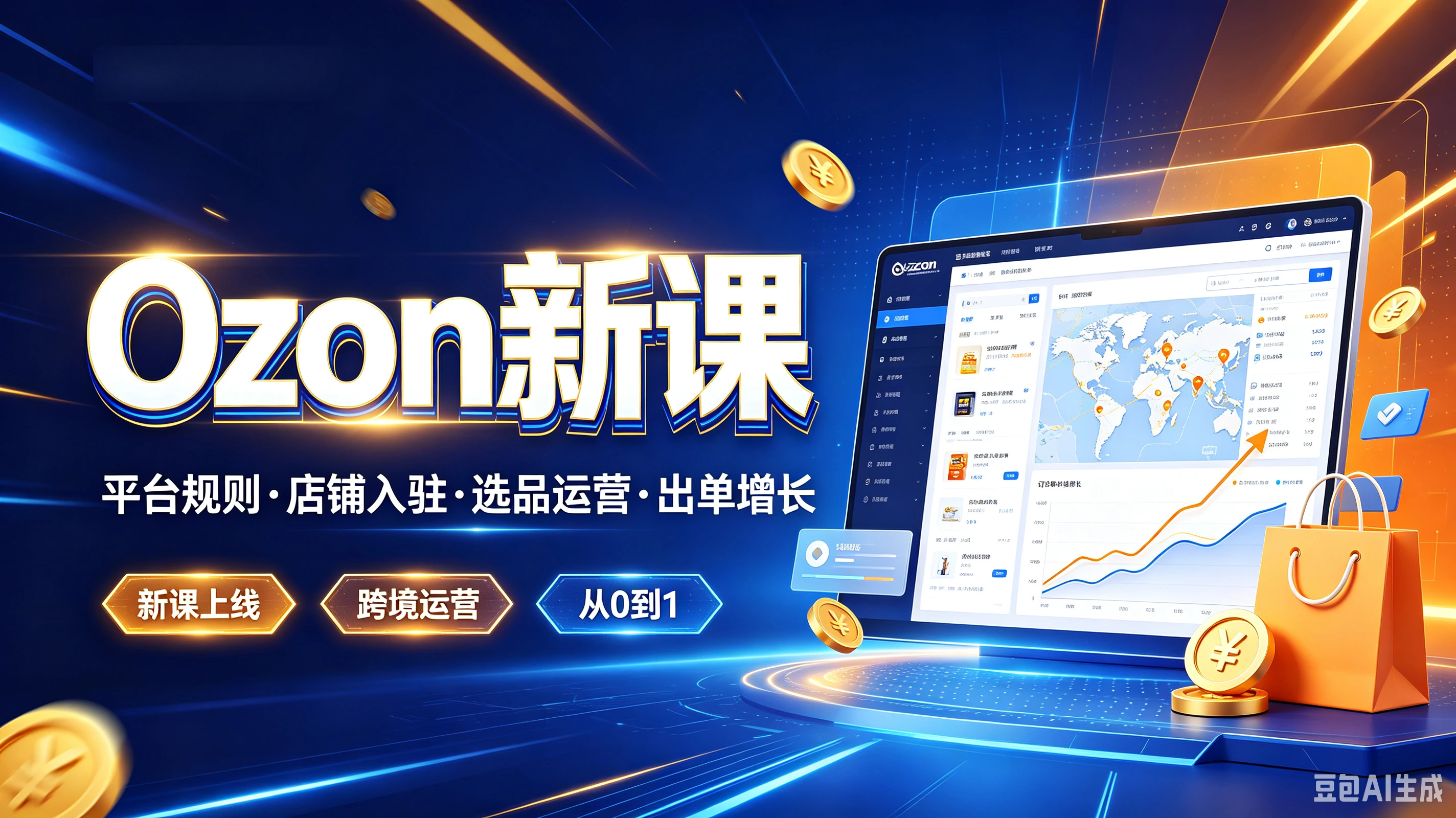 【精】Ozoni新课,平台规则·店铺入驻·选品运营·出单增长,新课上线、跨境运营、从0到1