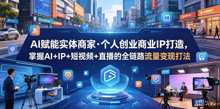 【精】AI赋能实体商家·个人创业商业IP打造，掌握AI+IP+短视频+直播的全链路流量变现打法