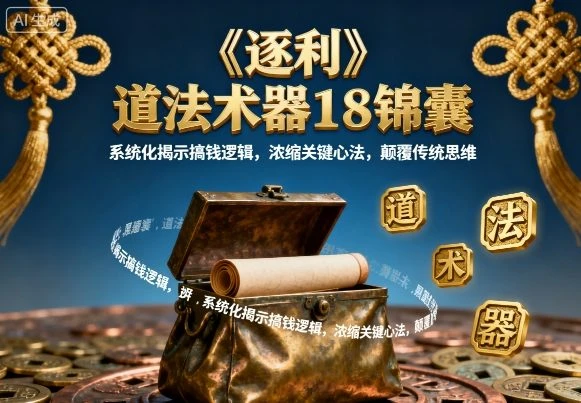 【精】《逐利》道法术器18锦囊，系统化揭示搞钱逻辑，浓缩关键心法，颠覆传统思维