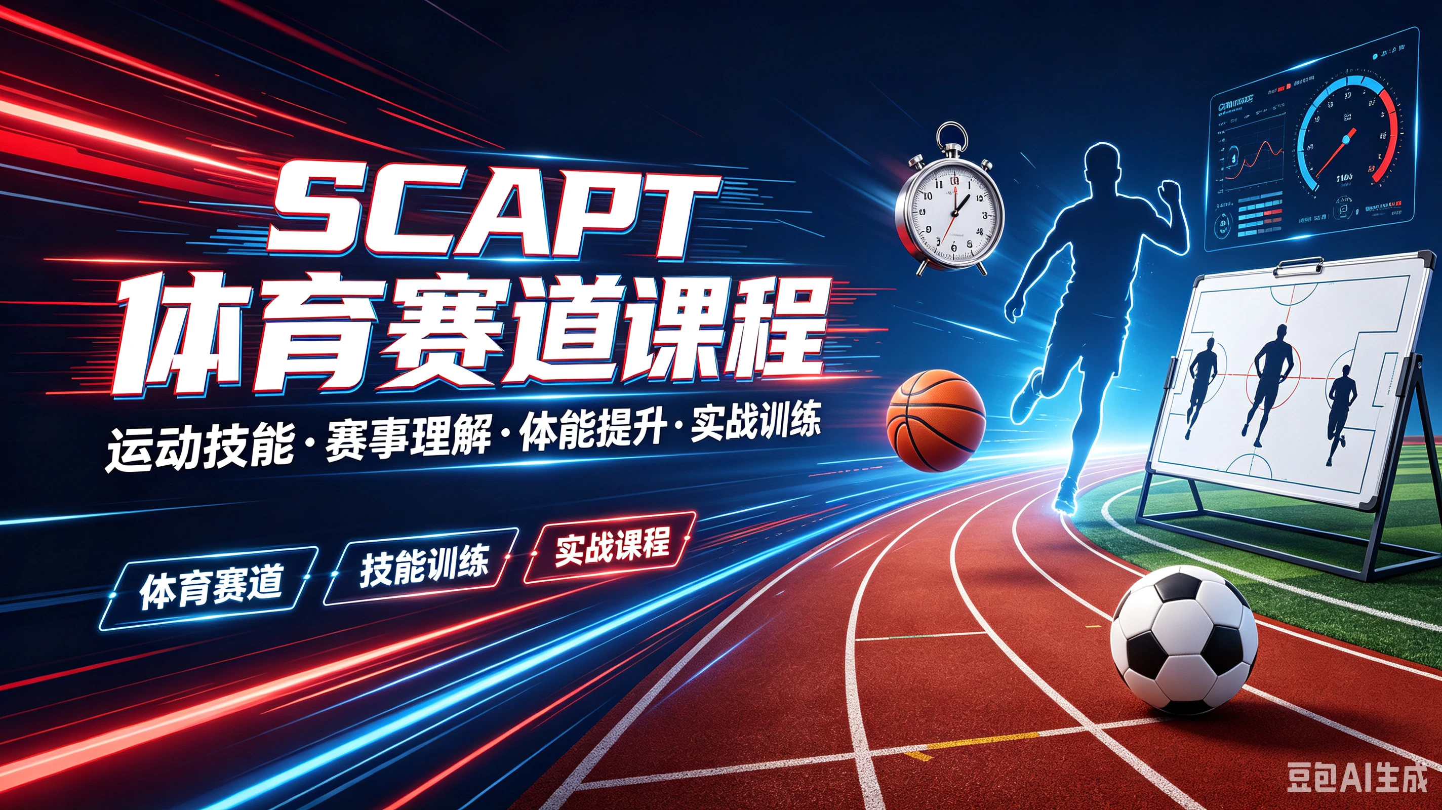 【精】SCAPT体育赛道课程，运动技能·赛事理解·体能提升·实战训练，技能训练、实战课程、体育赛道