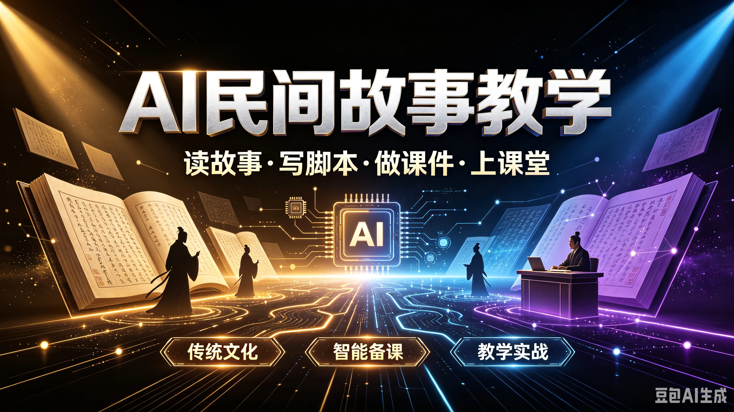 AI民间故事教学读故事·写脚本·做课件·上课堂，传统文化、智能备课、教学实战