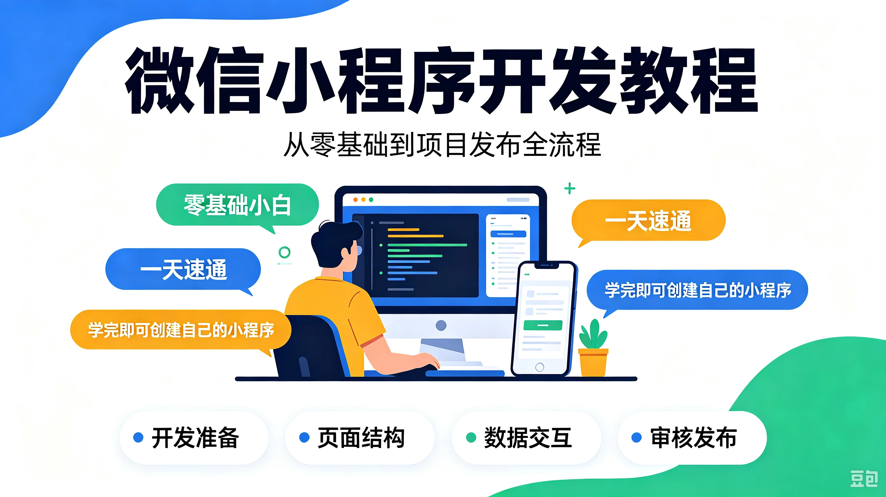 【精】微信小程序开发教程，真正适合零基础小白的微信小程序实战课程，从零基础到项目发布全流程，带你一天速通微信小程序，学完即可创建属于自己的小程序！