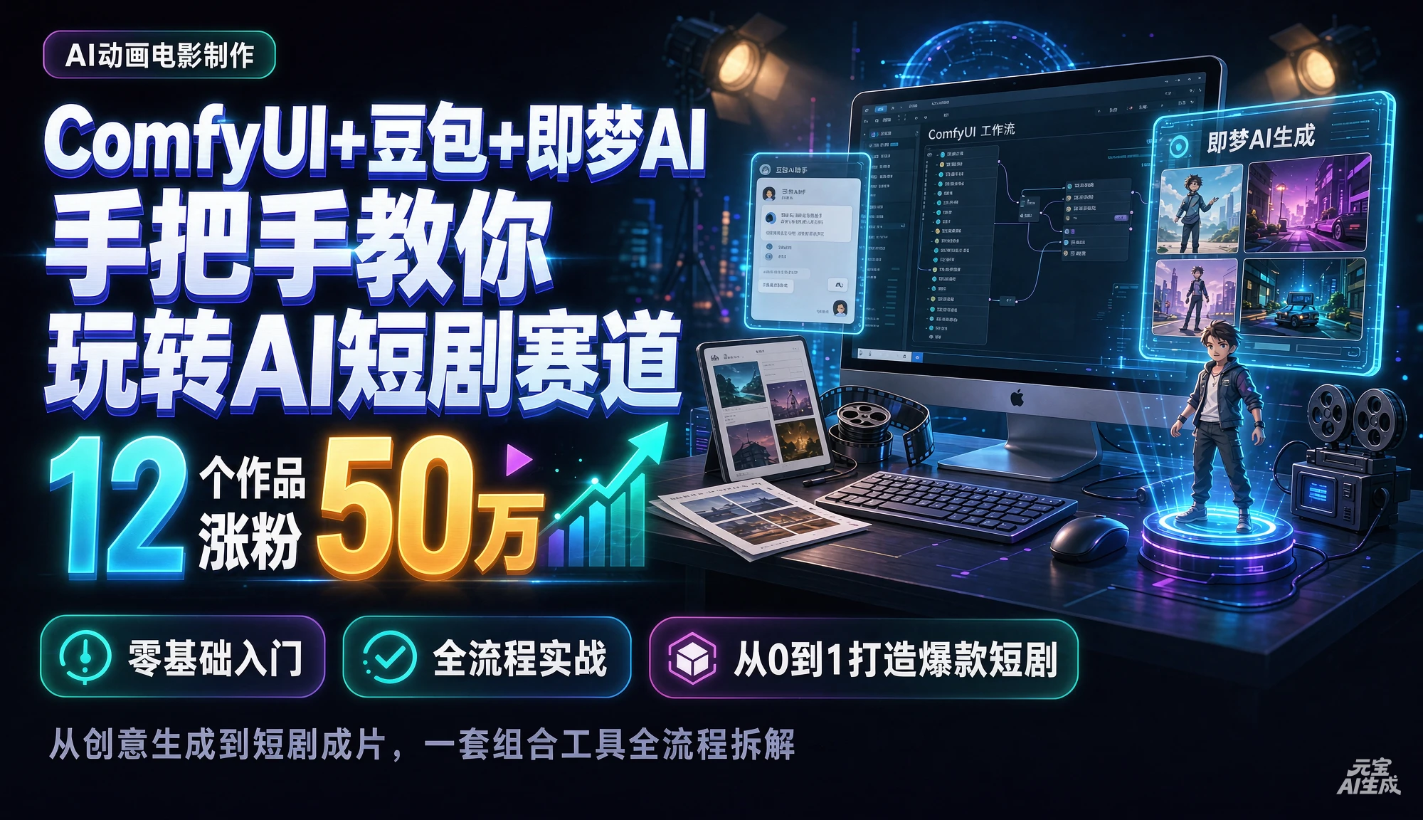【精】AI动画电影制作,12个作品涨粉50万,手把手教你ComfyUI+豆包+即梦AI玩转AI短剧赛道 【精】AI动画电影制作,12个作品涨粉50万,手把手教你ComfyUI+豆包+即梦AI玩转AI短剧赛道