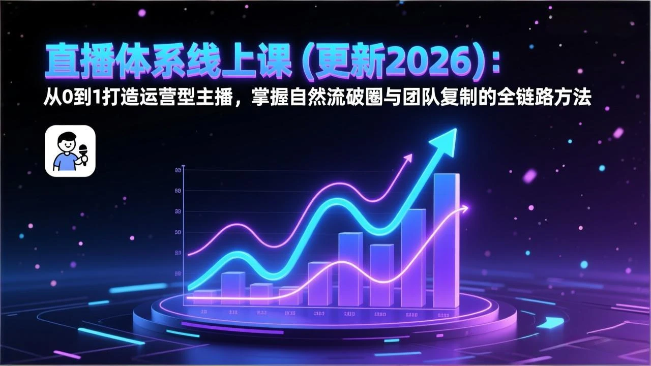 【精】直播体系线上课(更新2026)：从0到1打造运营型主播，掌握自然流破圈与团队复制的全链路方法