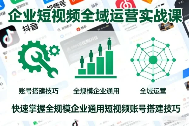 【精】企业短视频全域运营实战课,快速掌握全规模企业通用短视频账号搭建技巧 【精】企业短视频全域运营实战课,快速掌握全规模企业通用短视频账号搭建技巧