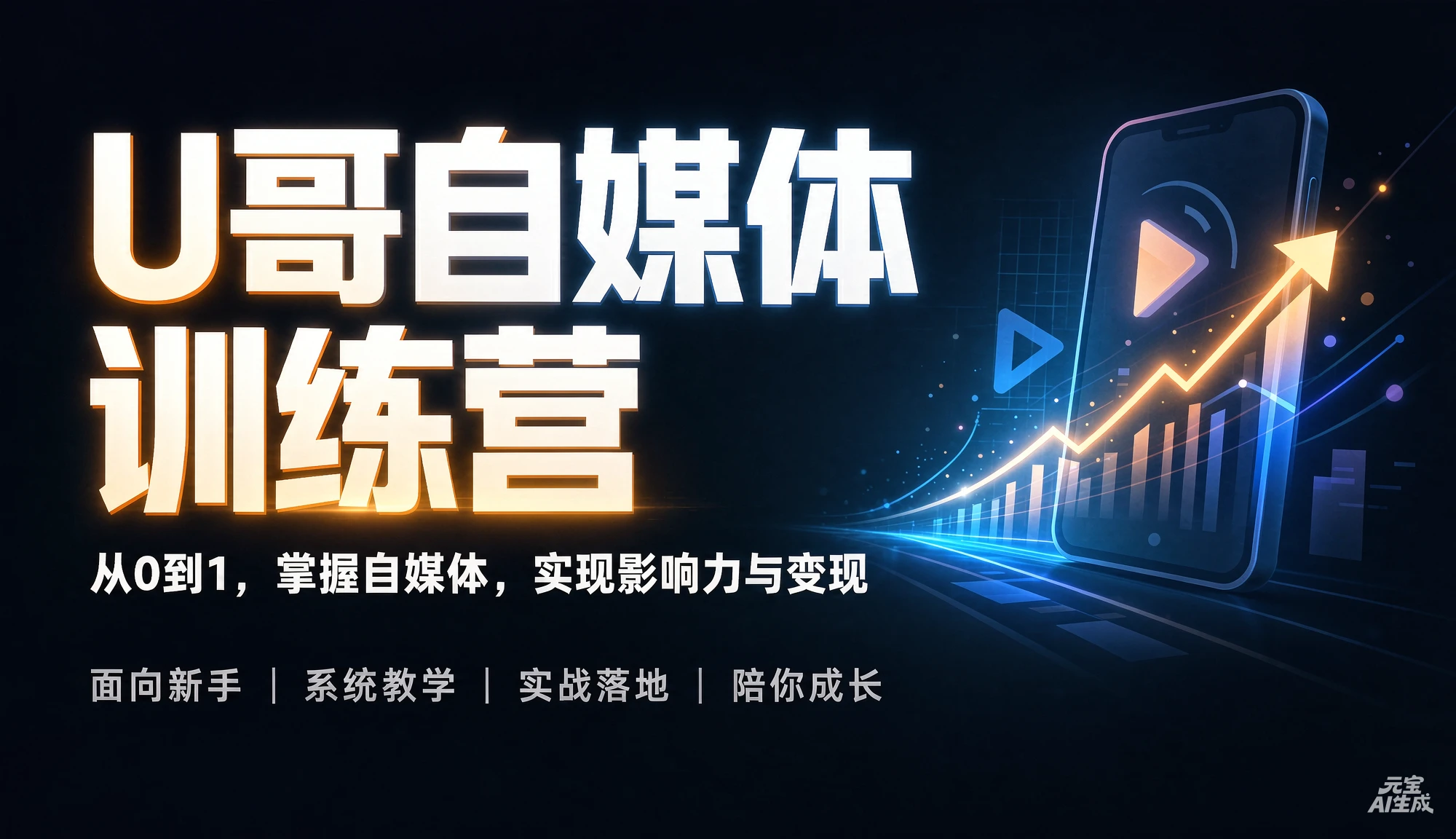 【精】U哥自媒体训练营，从0到1，掌握自媒体，实现影响力与变现