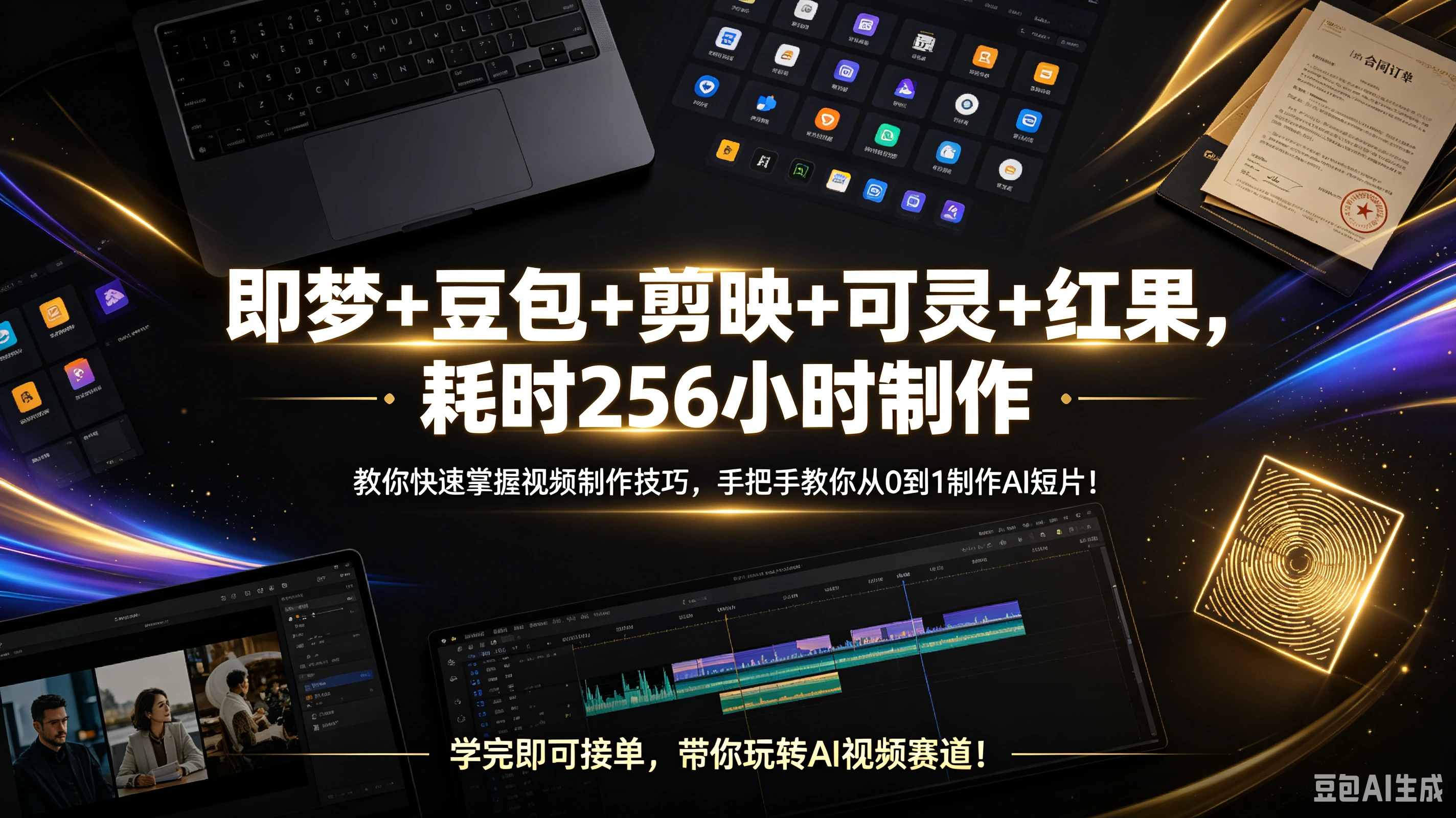 【精】即梦+豆包+剪映+可灵+红果，耗时256小时制作，教你快速掌握视频制作技巧，手把手教你从0到1制作AI短片！学完即可接单，带你玩转AI视频赛道！
