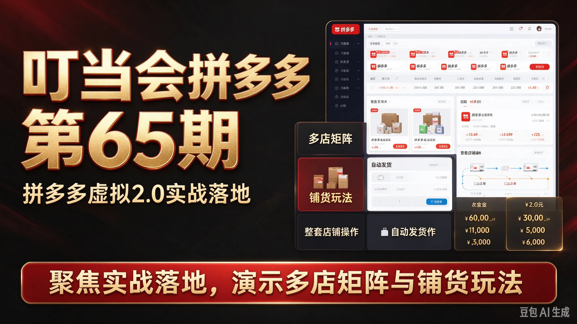【精】叮当会拼多多第65期拼多多虚拟2.0聚焦实战落地,讲解多店矩阵与铺货玩法,演示自动发货等整套店铺操作