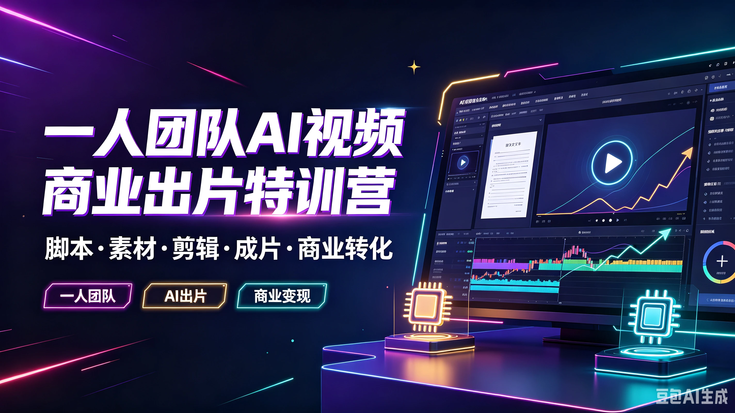 【精】一人团队AI视频商业出片特训营,脚本·素材·剪辑·成片·商业转化,一人团队、Al出片、商业变现 【精】一人团队AI视频商业出片特训营,脚本·素材·剪辑·成片·商业转化,一人团队、Al出片、商业变现
