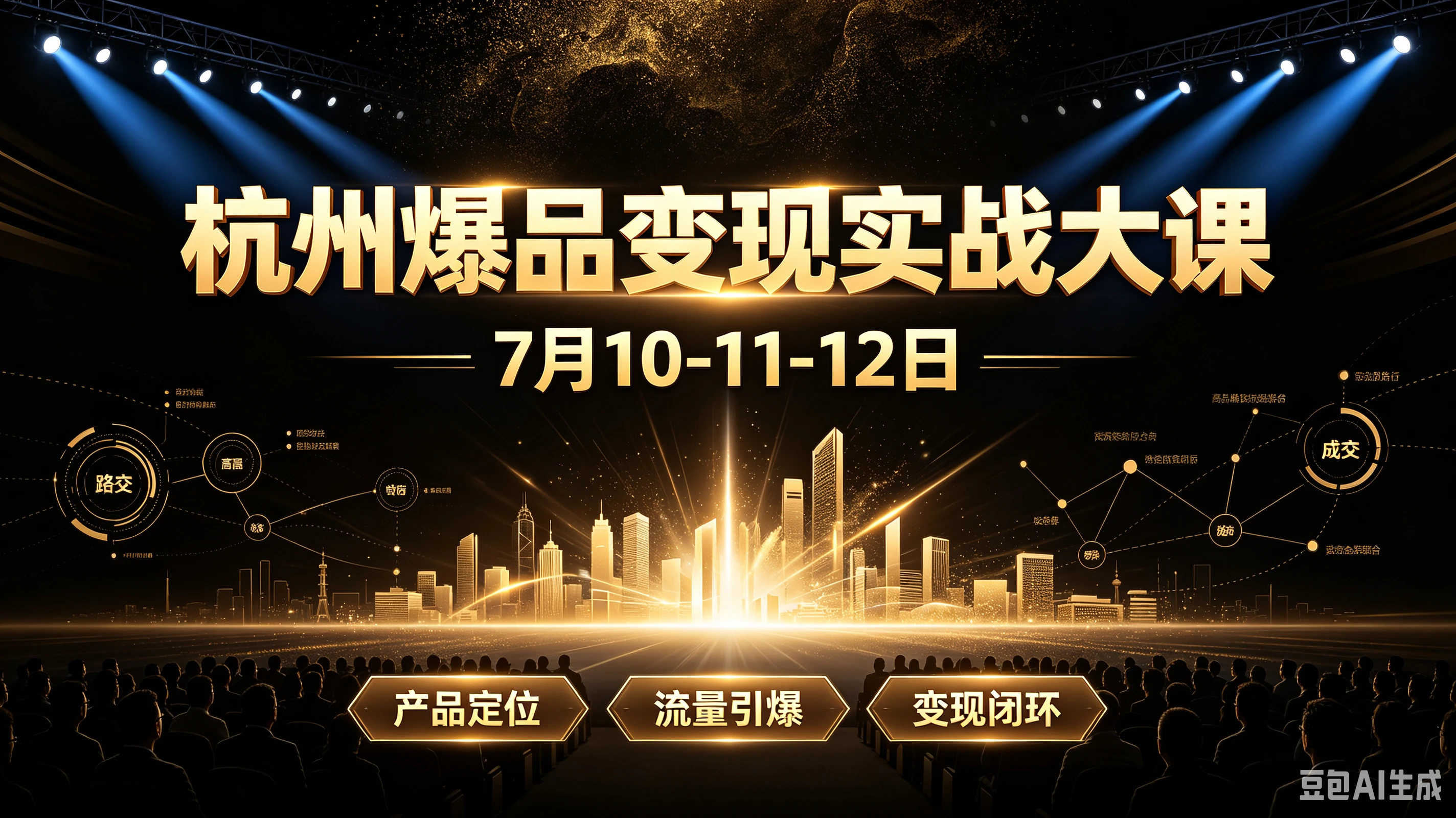 【精】杭州爆品变现实战大课,7月10-11-12日,产品定位、流量引爆、变现闭环