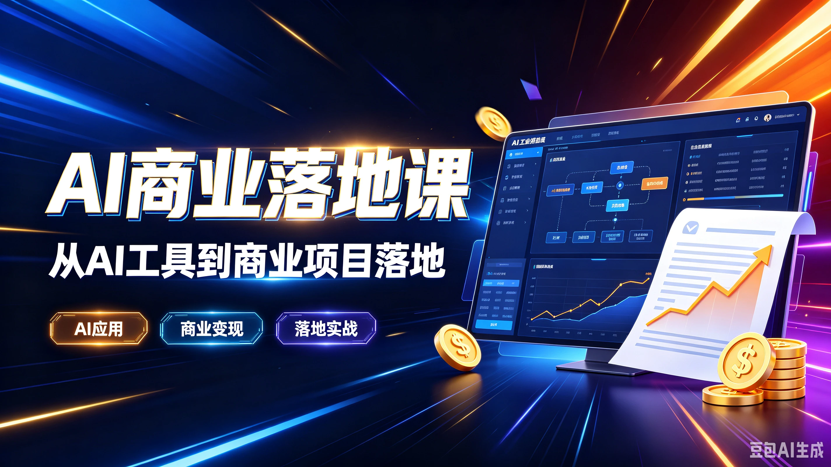【精】AI商业落地课从AI工具到商业项目落地,AI应用、商业变现、落地实战