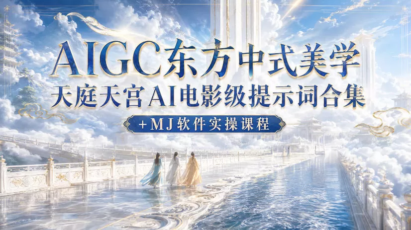 【精】东方中式美学天宫AI电影级提示词合集，MJ教程(入门到进阶全教程）