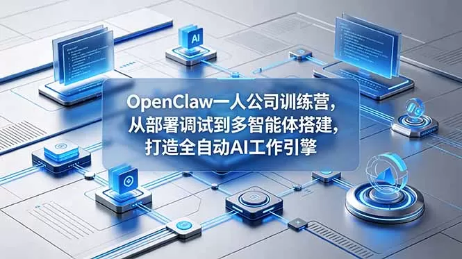 【精】OpenClaw 一人公司训练营，从部署调试到多智能体搭建，打造全自动 AI 工作引擎