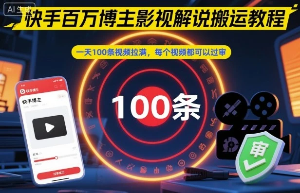【精】快手百万博主影视解说搬运教程，一天100条视频拉满，每个视频都可以过审