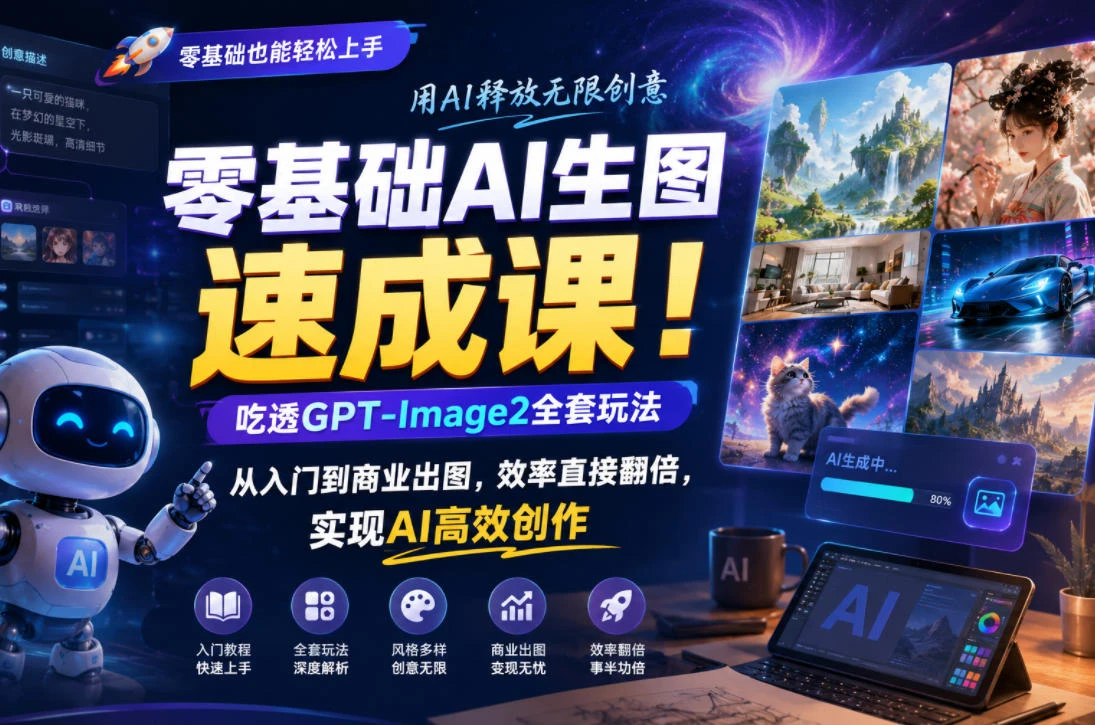【精】零基础AI生图速成课！吃透GPT-Image2全套玩法，从入门到商业出图，效率直接翻倍，实现AI高效创作