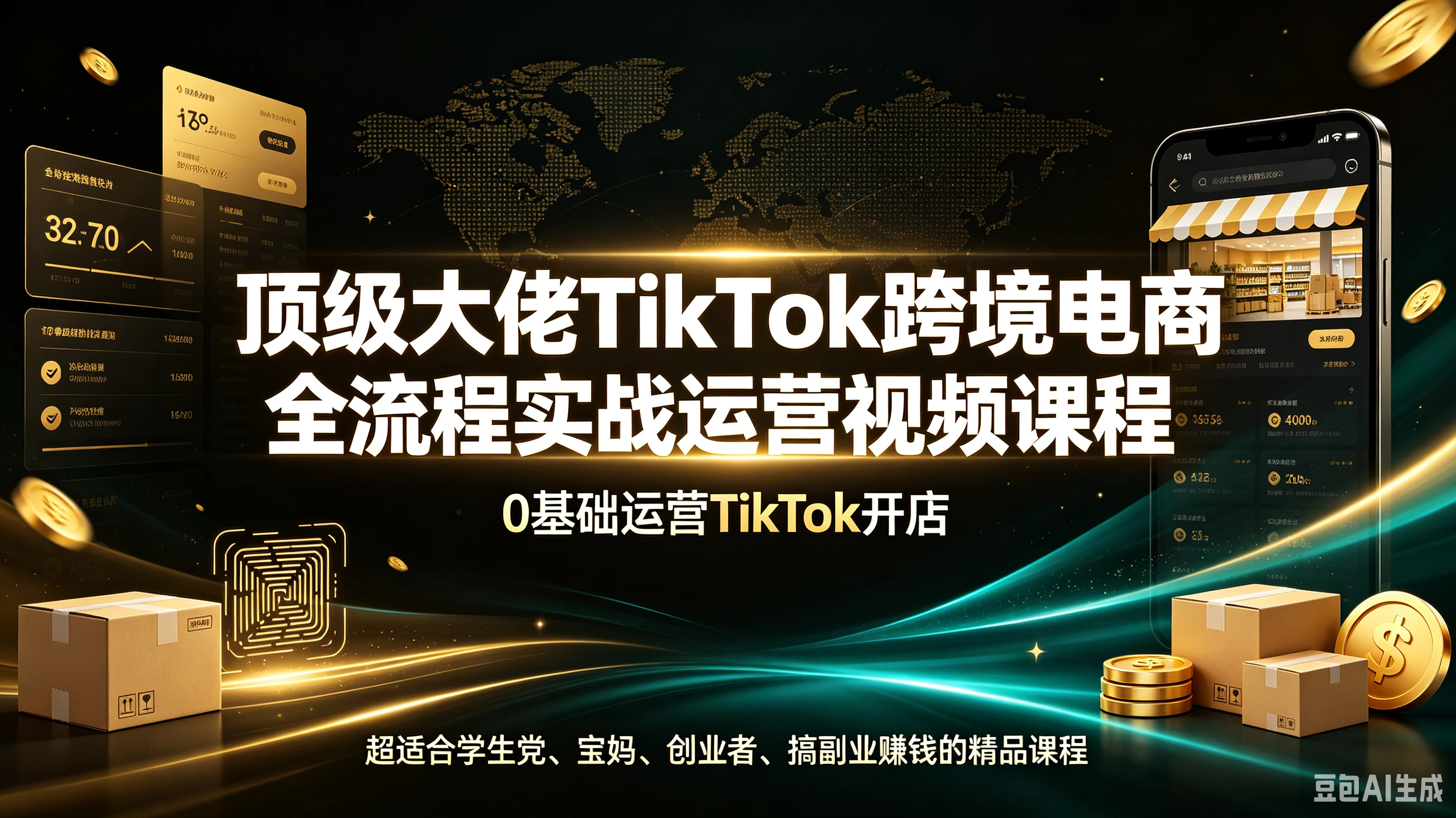 【精】顶级大佬TikTok跨境电商全流程实战运营视频课程，0基础运营TikTok开店，超适合学生党、宝妈、创业者、搞副业赚钱的精品课程
