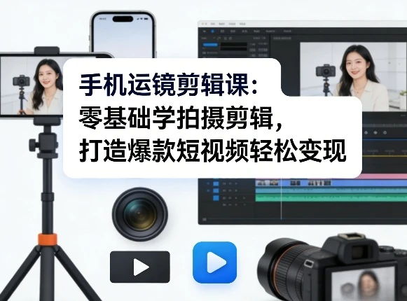 【精】手机运镜剪辑课:零基础学拍摄剪辑,打造爆款短视频轻松变现 【精】手机运镜剪辑课:零基础学拍摄剪辑,打造爆款短视频轻松变现