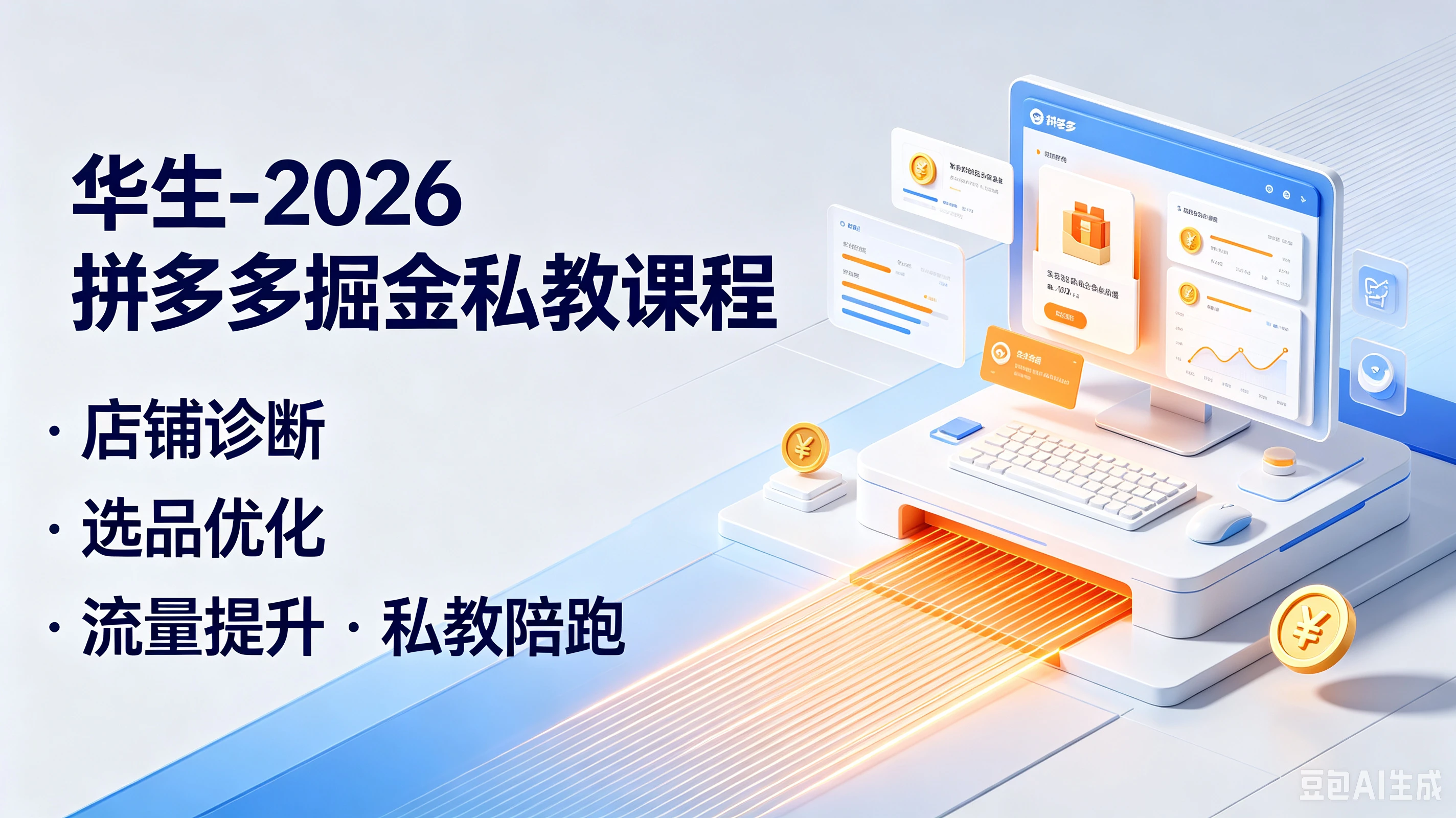 【精】华生-2026拼多多掘金私教课程，店铺诊断、选品优化、流量提升、私教陪跑